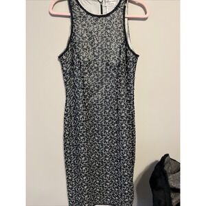 ADRIANNA PAPELL Evening Dress Sz 8 Blue Beaded Sequins Cocktail 100% Silk
